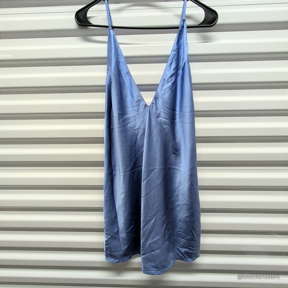 Bluebella Satin Cami Top Size 6 S Womens Blue V-Neck Adjustable Spaghetti Strap‎